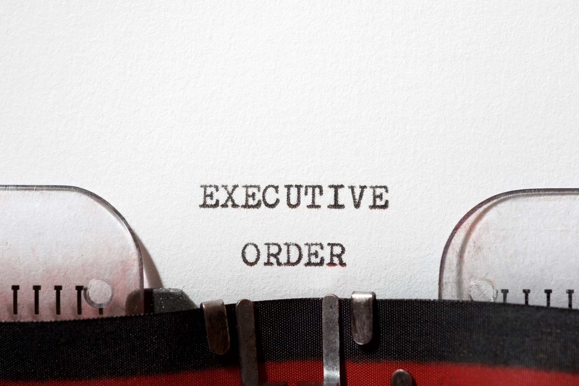Executive order text on typewriter