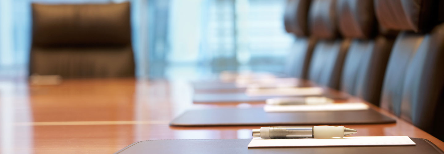 Closeup of an empty conference room before meeting.